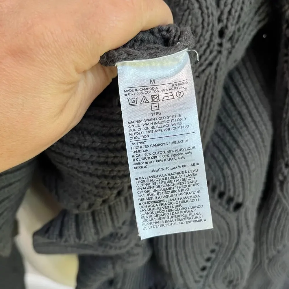 Old Navy Gray Open Knit Cardigan Casual Cozy Layering Size M - Picture 4 of 7